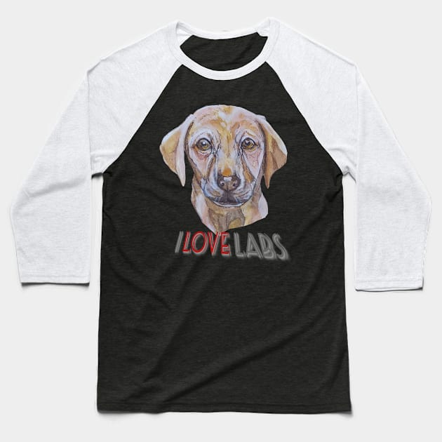 I Love Labradors Baseball T-Shirt by candimoonart